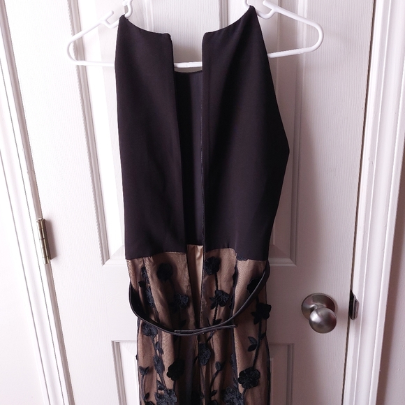 Belle Badgley Mischka (Wesley Dress) - NWT Black Formal Dress W/ Tan Lace Skirt - Picture 7 of 8